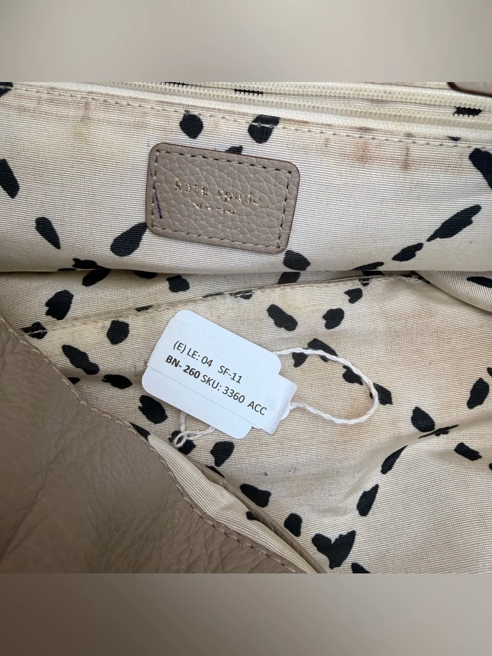 Kate Spade white leather handbag satchel gray  Leather Tote Bag